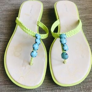 Women Crochet Beads Sandals Sz 10 NEW!